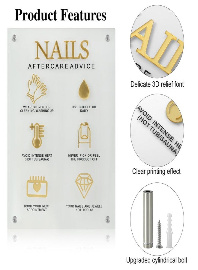 Ruetail 3D Nail salon signage on wall nail instructions aftercare acrylic sign advice for nail tech room wall decor manicure business supplies essential nail tech must haves display board Cleargold - Image 3