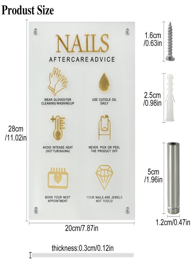 Ruetail 3D Nail salon signage on wall nail instructions aftercare acrylic sign advice for nail tech room wall decor manicure business supplies essential nail tech must haves display board Cleargold - Image 4