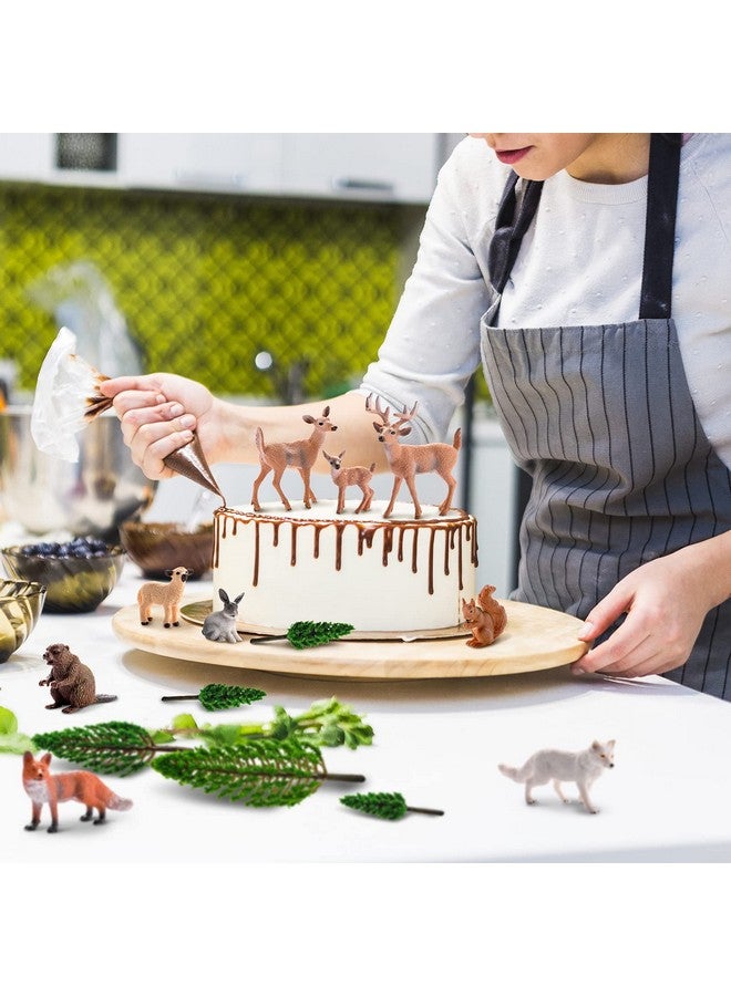 Sumind 18 Pcs Forest Animals Figurines Woodland Animals Toys Model Trees Kit Miniature Plastic Toys Realistic Wild Forest for Cake Toppers Birthday Party Favor(Forest Animals) - Image 5