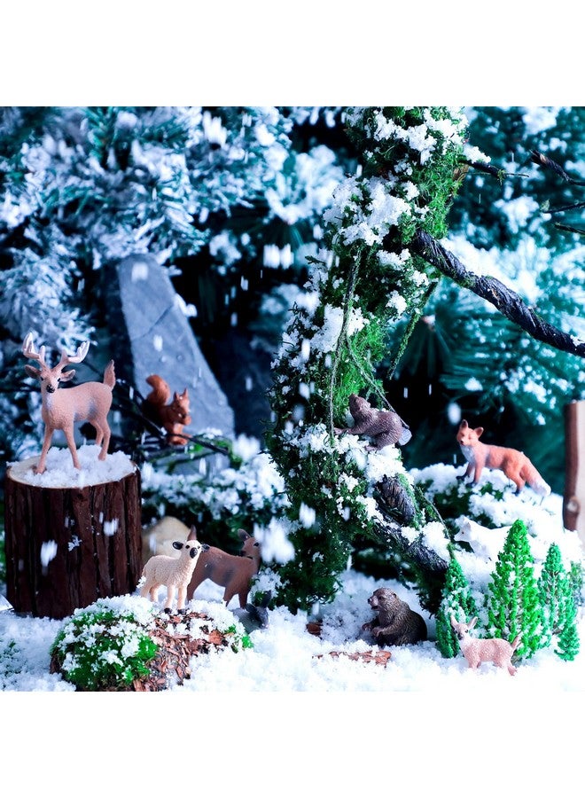 Sumind 18 Pcs Forest Animals Figurines Woodland Animals Toys Model Trees Kit Miniature Plastic Toys Realistic Wild Forest for Cake Toppers Birthday Party Favor(Forest Animals) - Image 2