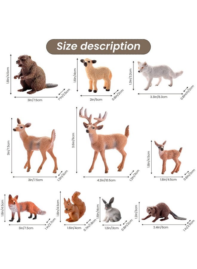 Sumind 18 Pcs Forest Animals Figurines Woodland Animals Toys Model Trees Kit Miniature Plastic Toys Realistic Wild Forest for Cake Toppers Birthday Party Favor(Forest Animals) - Image 3