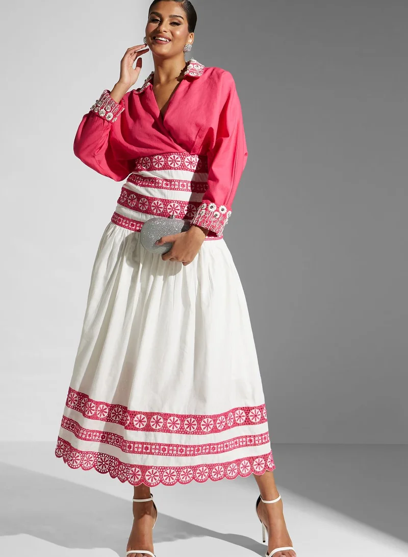 Threadz by Ajooni Surplice Neck Printed Dress