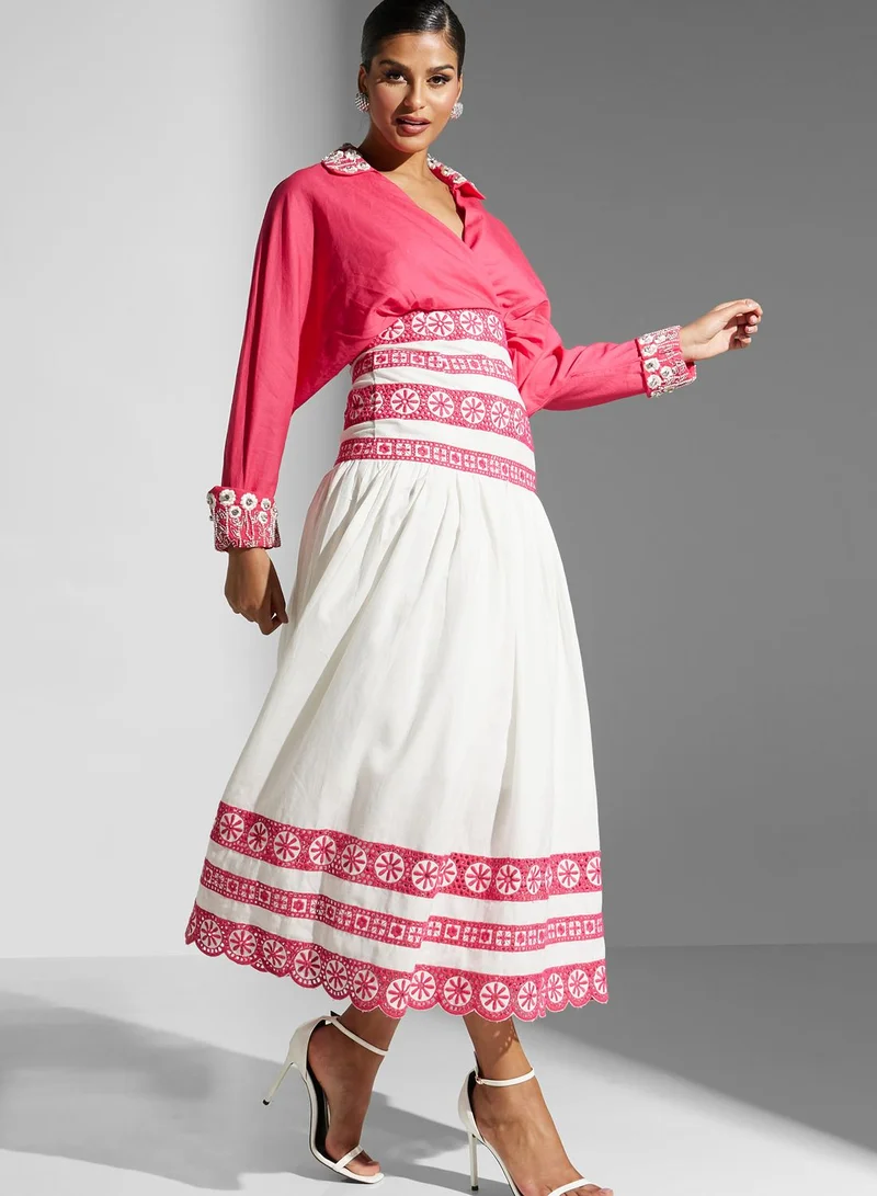 Threadz by Ajooni Surplice Neck Printed Dress