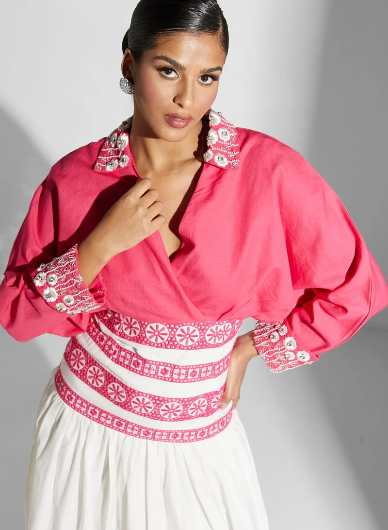 Threadz by Ajooni Surplice Neck Printed Dress