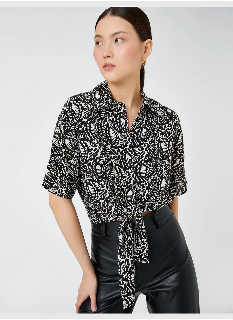 KOTON Crop Shirt Front Tie