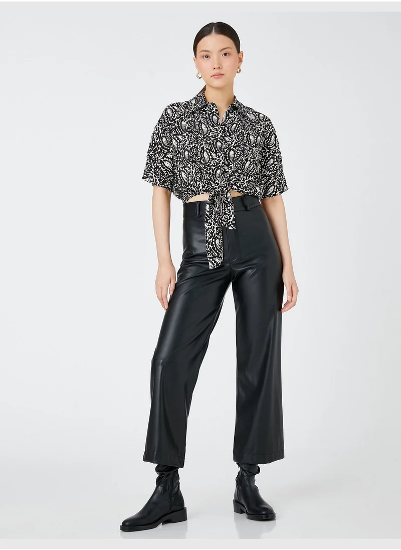 كوتون Crop Shirt Front Tie