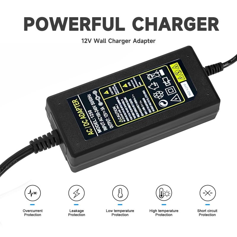 WZHENB Power Adapter 12V 5A 4A 3A 2.5A 2A 1A AC DC Power Supply Cord Cable 5.5x2.1mm for Sceptre EC Series Monitor,ONN,AOC,Dell,Webcam, Router, Projector, CCTV, Speakers & More 12v 5a Monitor Charger - Image 4