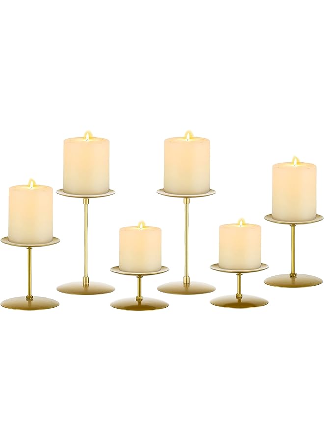 The Bros Candle Holders Candle Plates - Set of 6 Candelabra Candle Stand Iron Plate Minimalism Modern Home Mantel Dinning Table Decorations Centerpiece for Wedding, Party, Events, Gold - Image 1