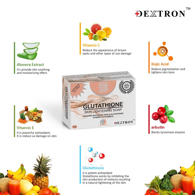 Dextron Glutathione Skin Lightening Soap Kojic Acid Glutathione Vitamin C  Vitamin E  For All Skin Types  Women  Men 1 - Image 2