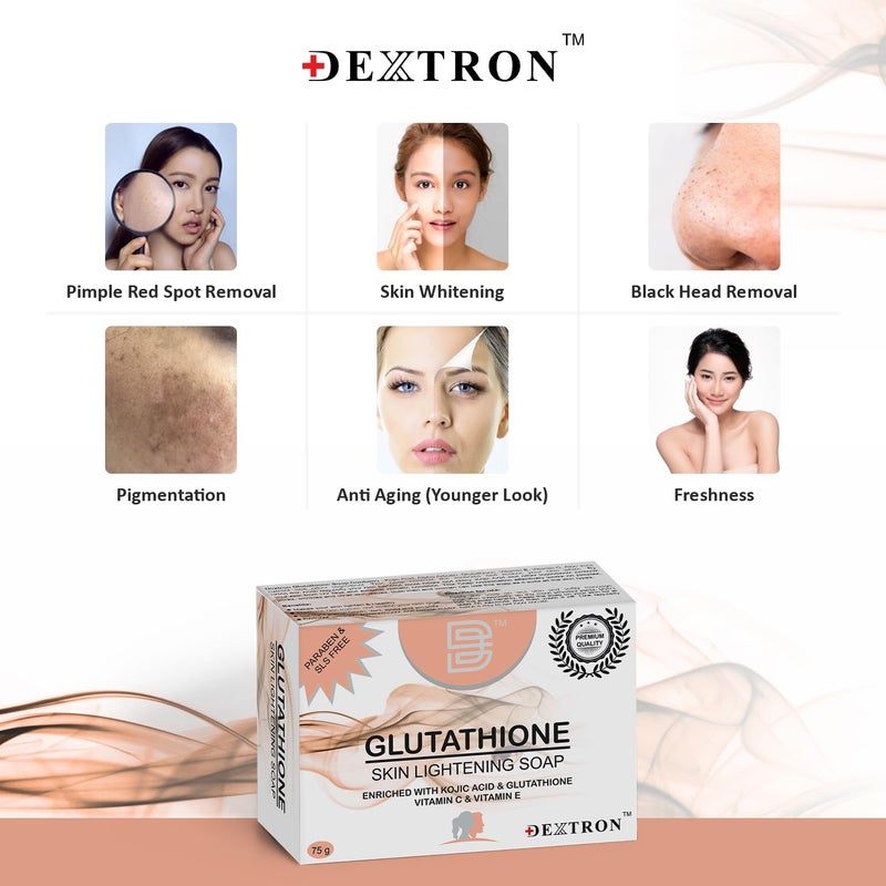 Dextron Glutathione Skin Lightening Soap Kojic Acid Glutathione Vitamin C  Vitamin E  For All Skin Types  Women  Men 1 - Image 3