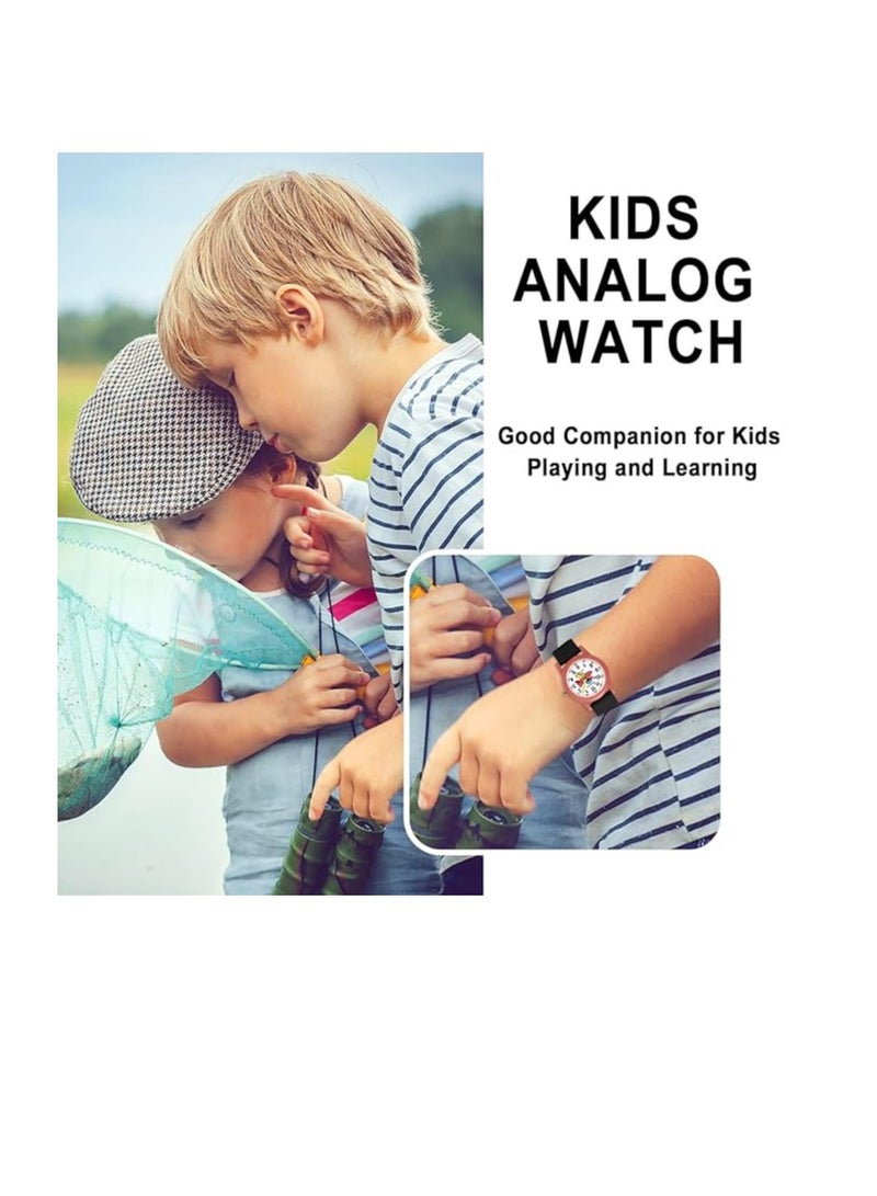 SOLARAE Kids Analog Watch Boys Girls, Age 3-12 Kids Wrist Watch with Soft Strap 30M Waterproof Learning Time Easy to Read Watches, Learning Time and Easy to Read, Minimalist Color Matching Wrist Watch - Image 3