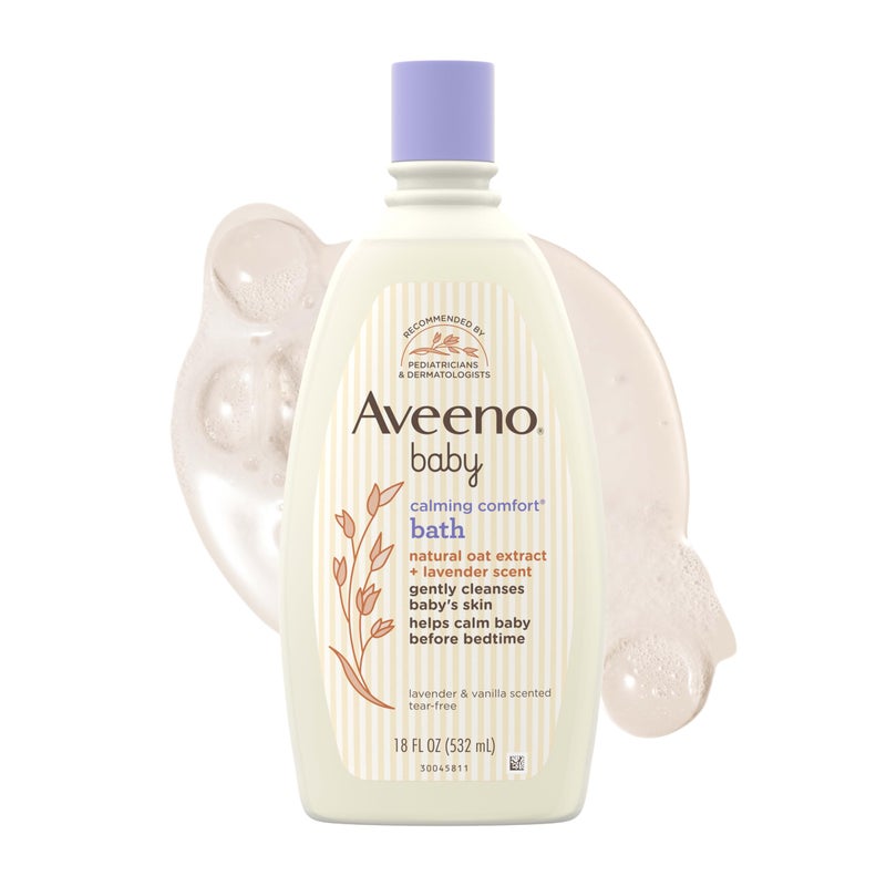 Aveeno Baby Calming Comfort Bath with Relaxing Lavender & Vanilla Scents, Hypoallergenic & Tear-Free Formula, Paraben- & Phthalate-Free, 18 Fl Oz