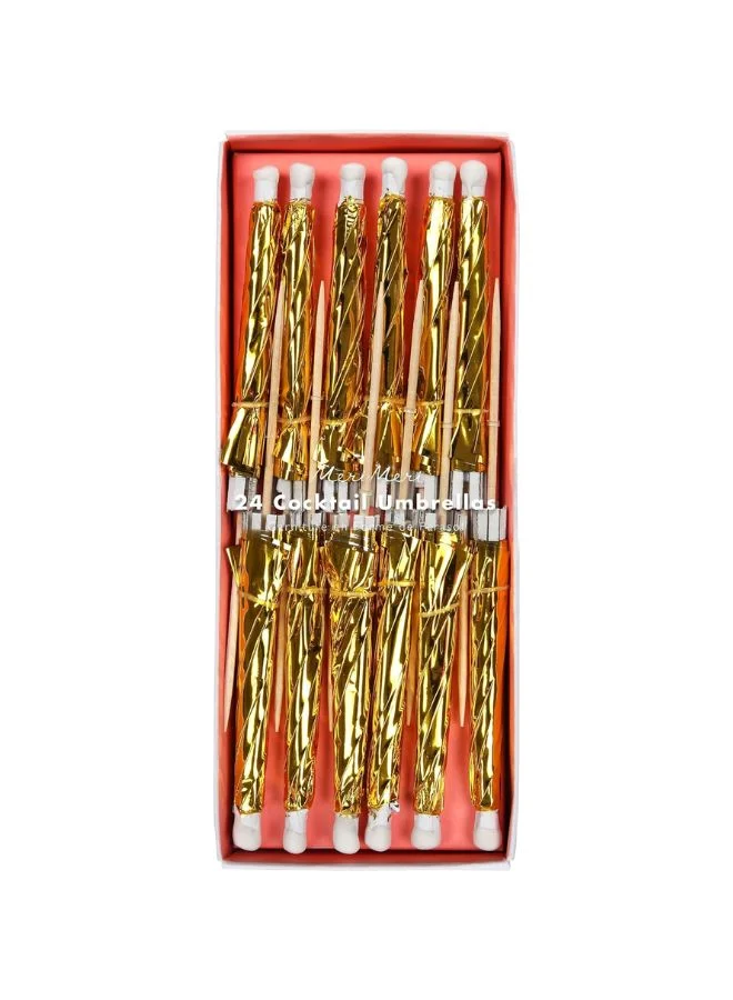 Meri Meri Gold Long Cocktail Umbrella