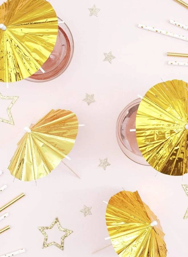 Meri Meri Gold Long Cocktail Umbrella