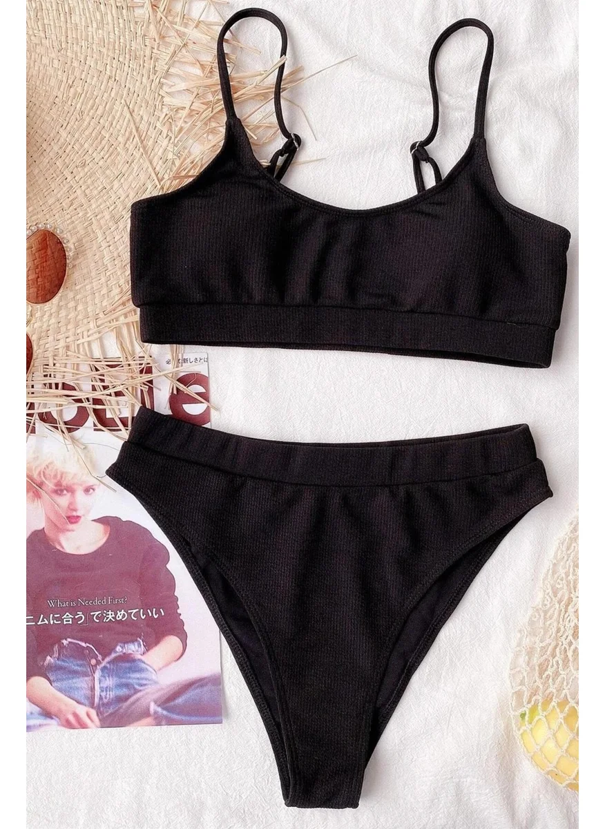 Angelsin High Waist Twill Bikini Bottom