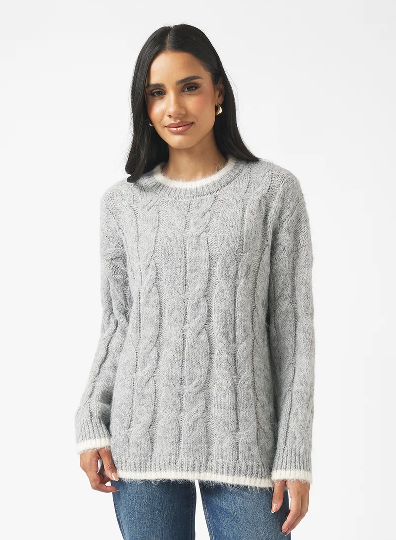 جينجر Chunky Cable Knit Sweater