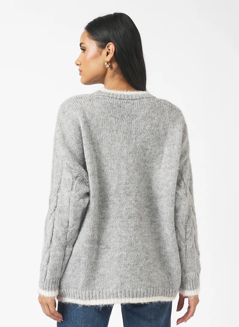 جينجر Chunky Cable Knit Sweater