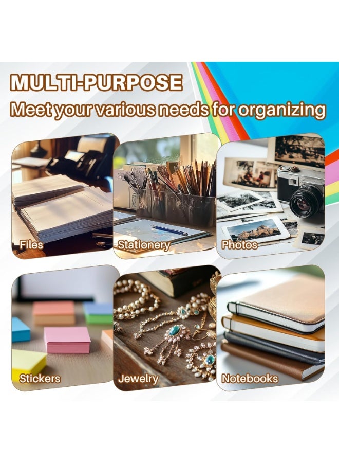 6 Pack Plastic File Folders with Label Pockets - A4 Size Clear Document Envelopes, Assorted Color Poly Organizers for Office School Supplies - Image 2