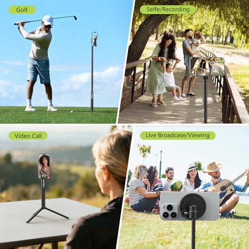 CAMOLO GEEK Monopod and Tripod Selfie Stick to Record Golf Swing Training Aid with Ground Spike Stake & Gopro Adapter & 1/4" Screw, Magnetic Golf Phone Holder Compatible with Magsafe iPhone - Image 5