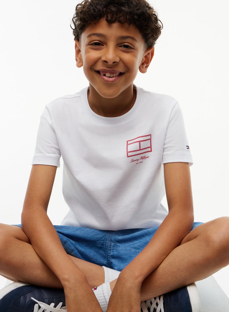 TOMMY HILFIGER Outline Flag Logo Jersey T-Shirt - Image 3