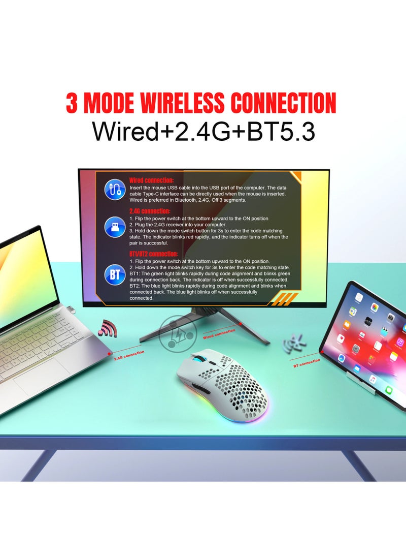 مجموعة لوحة مفاتيح V700 وماوس ألعاب لاسلكي T66، ماوس ألعاب ثلاثي الأوضاع سلكي/لاسلكي/بلوتوث