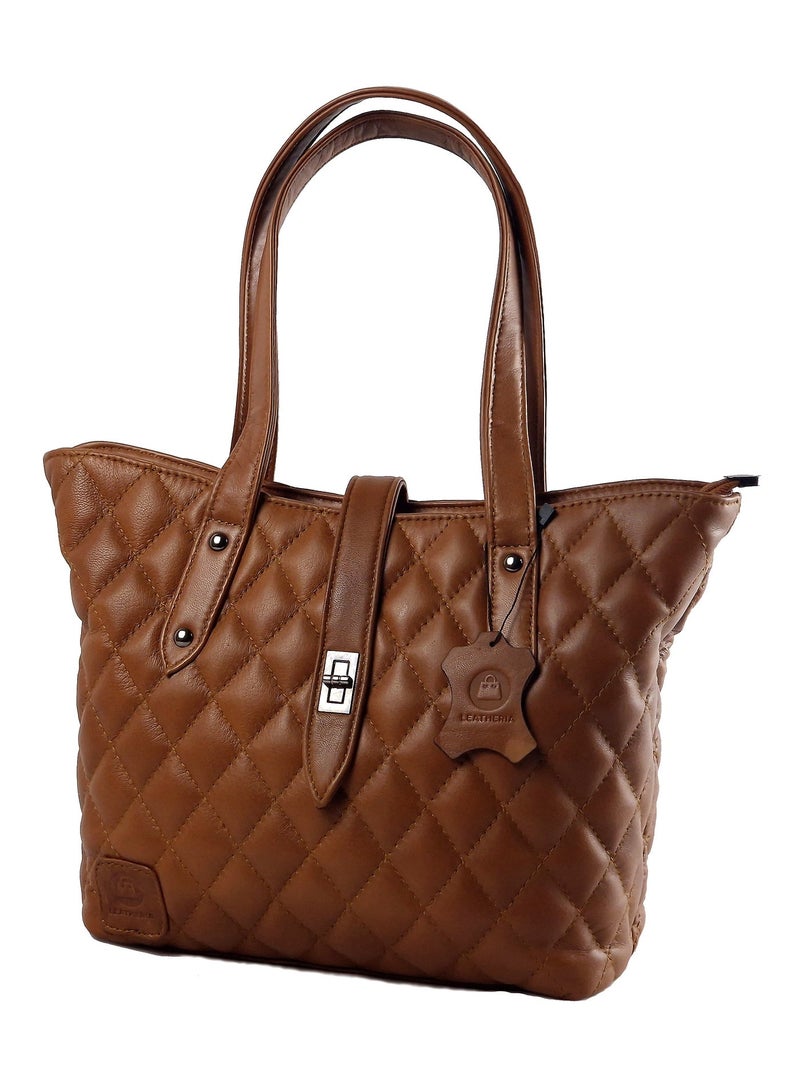 ليذريا  شنطة حريمى من الجلد الطبيعي الناعم بتصميم الكابتونيه الجذاب - متوسطة الحجم - Image 1