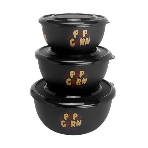 Zaib Microwave Safe Stainless Steel Food Storage Container with Lid | Euro Mixing Bowl Set for Kitchen | 500ml, 800ml, 1250ml | Pack of 3 | BPA-Free (3 Classic Popcorn) - Image 1
