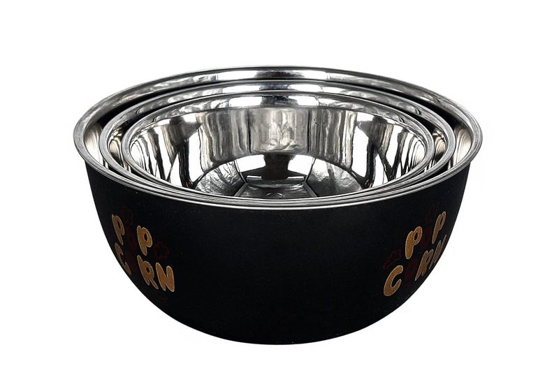 Zaib Microwave Safe Stainless Steel Food Storage Container with Lid | Euro Mixing Bowl Set for Kitchen | 500ml, 800ml, 1250ml | Pack of 3 | BPA-Free (3 Classic Popcorn) - Image 4