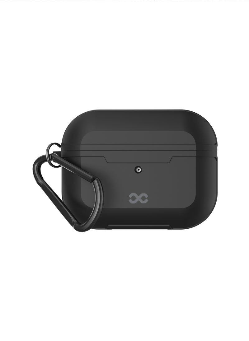 INFINYTY - AirPods Pro 2 Case with Titanium Metal Edges – Gravix (Black), 1.5m Drop-tested, Sleek Elegant Design, Precision Fit, Shock Absorption, Wireless Charging Compatible, Includes Metal Hook - Image 1