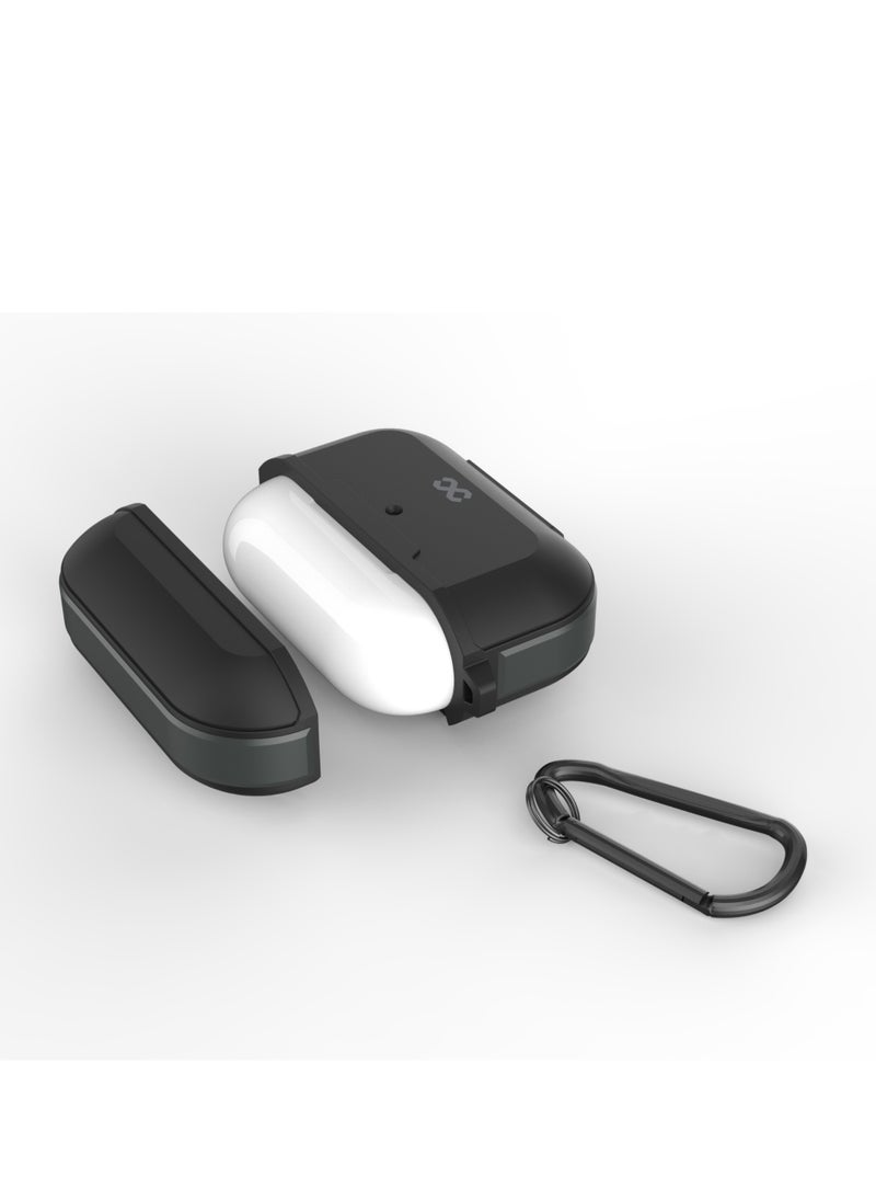 INFINYTY - AirPods Pro 2 Case with Titanium Metal Edges – Gravix (Black), 1.5m Drop-tested, Sleek Elegant Design, Precision Fit, Shock Absorption, Wireless Charging Compatible, Includes Metal Hook - Image 1