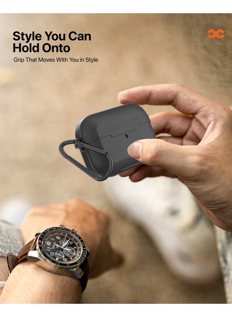 INFINYTY AirPods Pro 2 Case with Titanium Metal Edges – Gravix (Black), 1.5m Drop-tested, Sleek Elegant Design, Precision Fit, Shock Absorption, Wireless Charging Compatible, Includes Metal Hook - Image 3