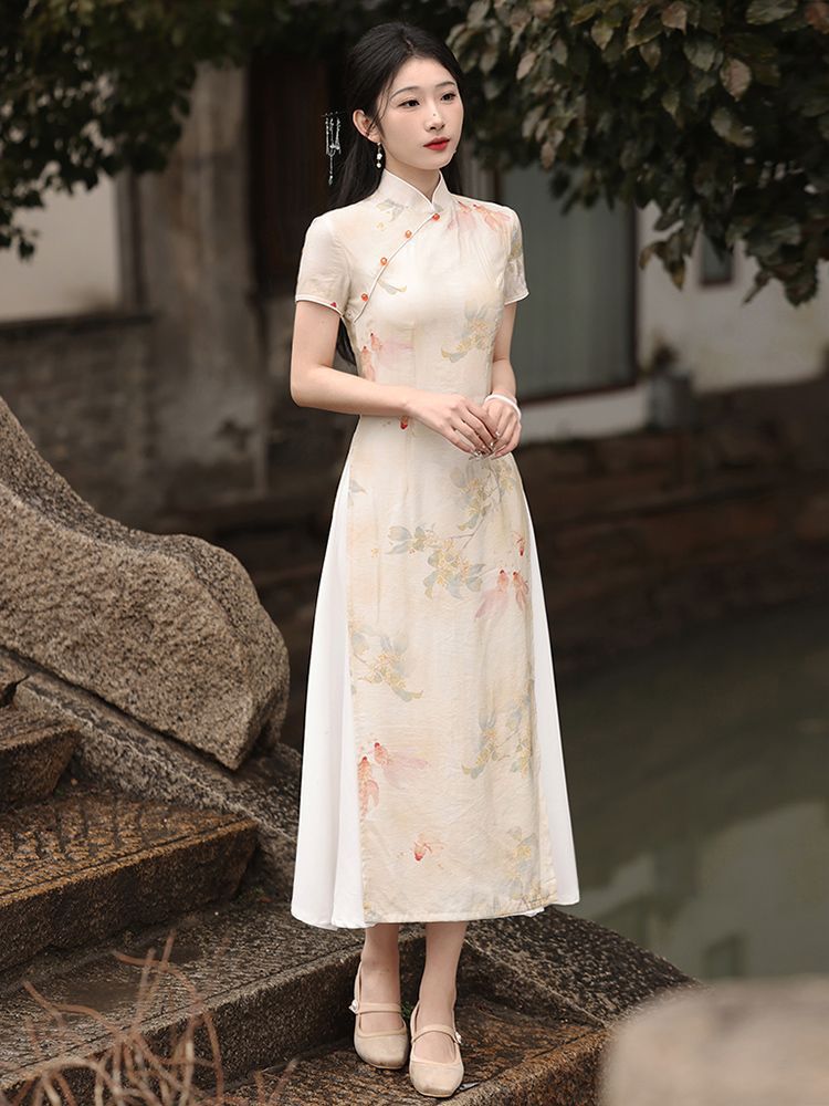 Aodai Koi Gui Cheongsam College Entrance Examination To Send Test Daily Wear Improved Dress New Chinese Style Summer - Image 4