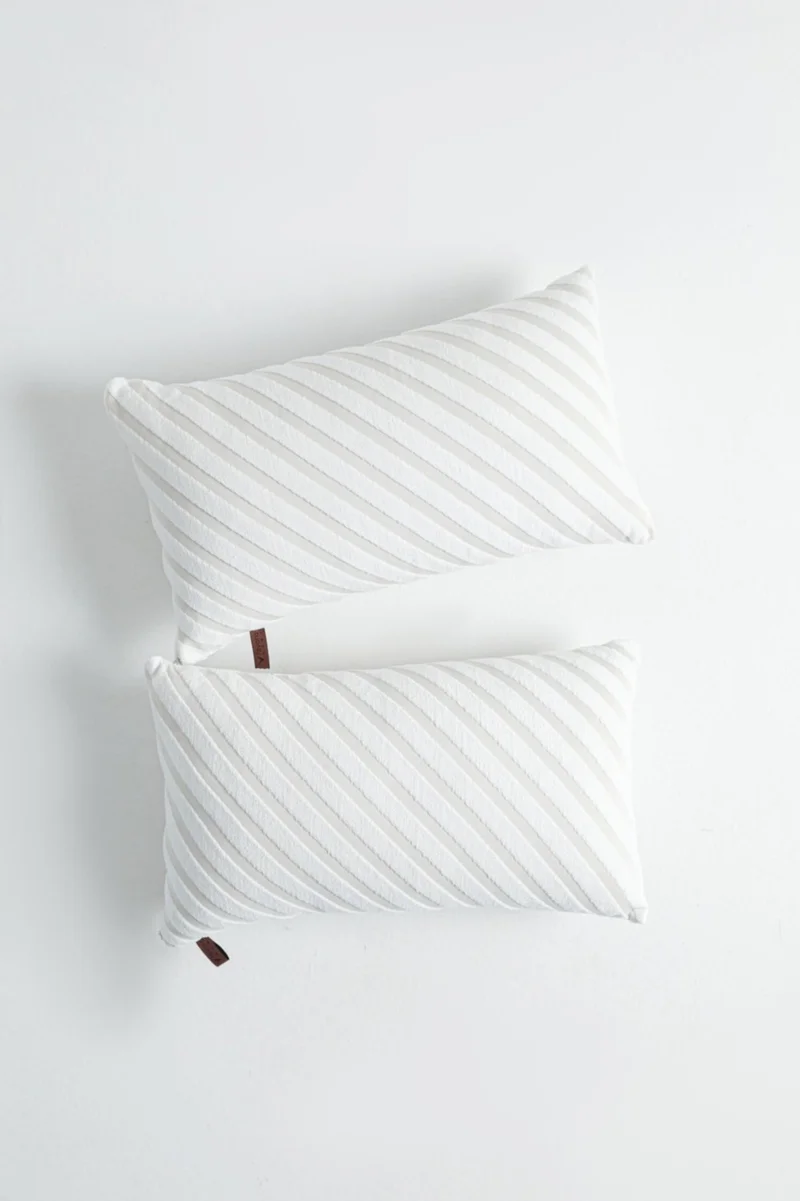 فافورا 2-Piece Boho Rectangle Punch Cushion Cover Cream