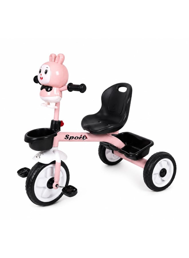 Toy Land Kids Tricycle with Music & Lights,Safety Seat Belt, Steel Frame, Rear Storage Basket-pink - Image 2