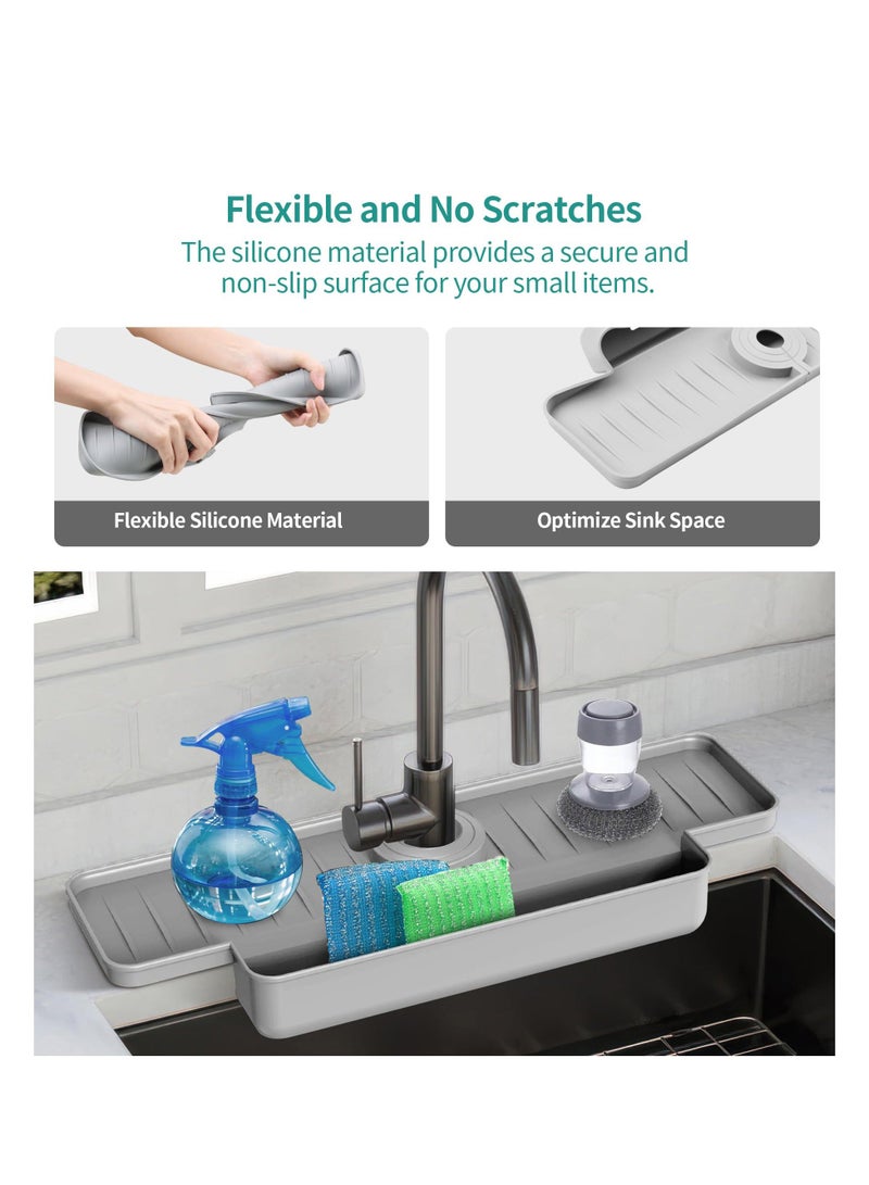 Kitchen Faucet Sink Splash Guard, Silicone Faucet Water Catcher Mat, Kitchen Sink Splash Guard Upgraded Faucet Water Catcher Tray, for Kitchen Bathroom Countertop  - Image 5