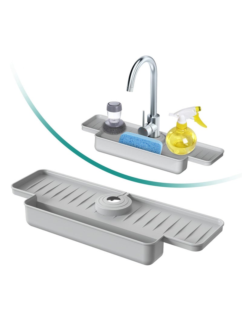 Kitchen Faucet Sink Splash Guard, Silicone Faucet Water Catcher Mat, Kitchen Sink Splash Guard Upgraded Faucet Water Catcher Tray, for Kitchen Bathroom Countertop  - Image 1