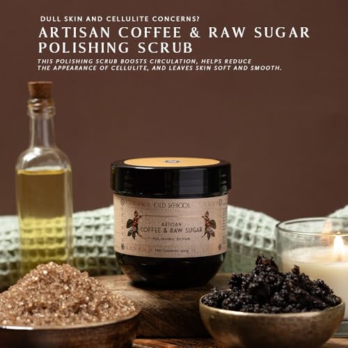 OLD SCHOOL Rituals Artisan Coffee & Raw Sugar Polishing Scrub|Natural Exfoliator for Tan Removal & Radiant Skin|Coffee & Sugar Body Scrub for Smooth,Glowing Skin|Body Polisher for All Skin Types|200g - Image 2