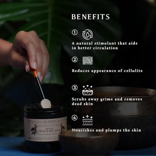 OLD SCHOOL Rituals Artisan Coffee & Raw Sugar Polishing Scrub|Natural Exfoliator for Tan Removal & Radiant Skin|Coffee & Sugar Body Scrub for Smooth,Glowing Skin|Body Polisher for All Skin Types|200g - Image 3