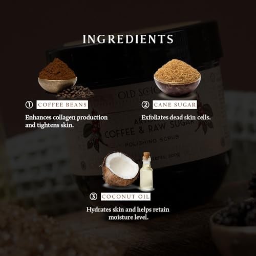 OLD SCHOOL Rituals Artisan Coffee & Raw Sugar Polishing Scrub|Natural Exfoliator for Tan Removal & Radiant Skin|Coffee & Sugar Body Scrub for Smooth,Glowing Skin|Body Polisher for All Skin Types|200g - Image 5