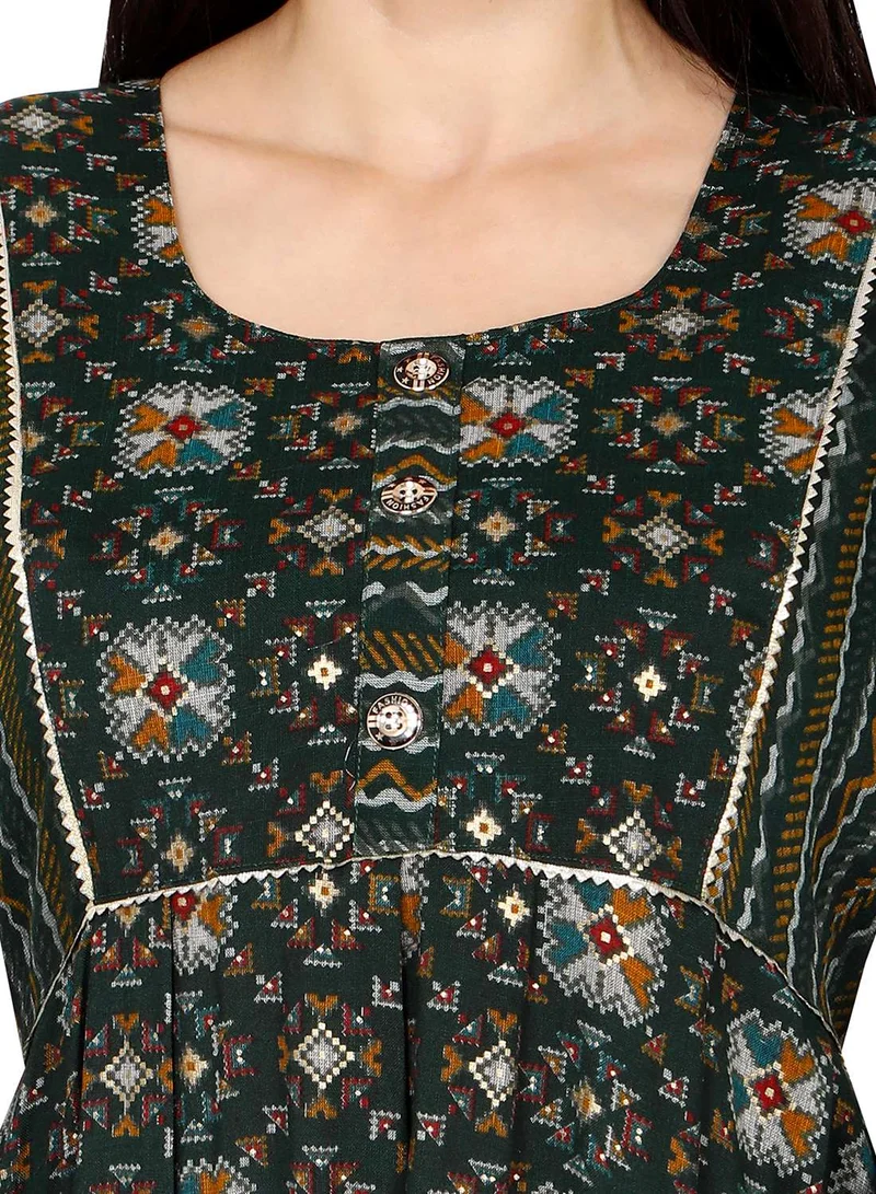 HANA & SARA ELEGANT UNIQUE PRINTED LONG SLEEVE STYLISH ARABIC KAFTAN JALABIYA DRESS