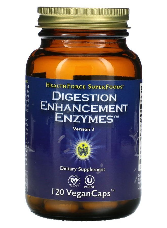 HEALTHFORCE SUPERFOODS Digestion Enhancement Enzymes 120 VeganCaps 
