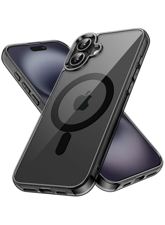 I Phone 16 plus Clear transparent Magnetic  Case/ Cover with black color edges, Wireless Charging, Scratch & Yellowing Resistant, Drop Protection (TPU/ Silicon) - Image 2