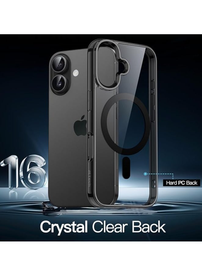 I Phone 16 plus Clear transparent Magnetic  Case/ Cover with black color edges, Wireless Charging, Scratch & Yellowing Resistant, Drop Protection (TPU/ Silicon) - Image 3