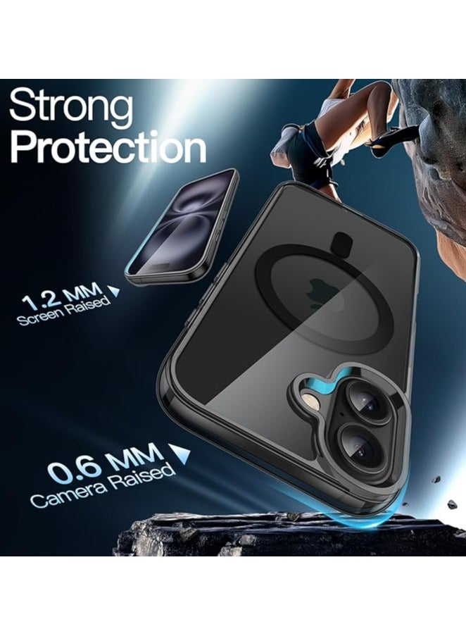 I Phone 16 plus Clear transparent Magnetic  Case/ Cover with black color edges, Wireless Charging, Scratch & Yellowing Resistant, Drop Protection (TPU/ Silicon) - Image 4
