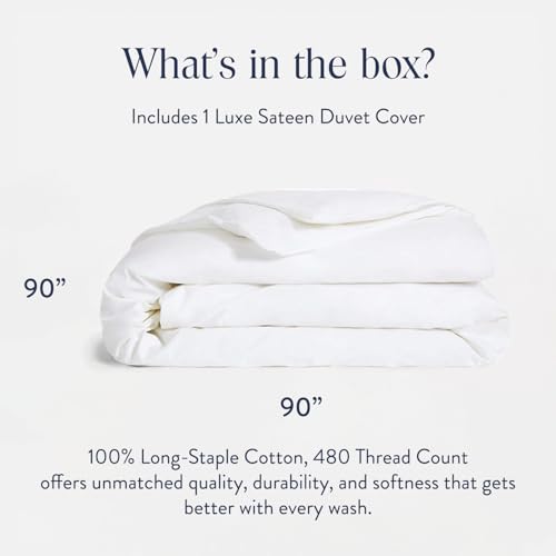 Brooklinen Luxury Sateen Duvet Cover - 100% Cotton, Full/Queen Size in White with Extra-Long Corner Ties and Button Closure | Best Luxury Sheets - Image 2
