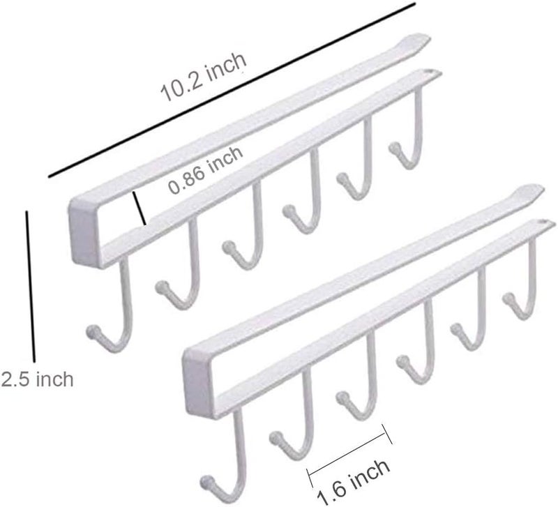 EigPluy 2pcs Mug Hooks Under Cabinet Cups Storage Hook Multifunction Self Adhesive Coffee Cups Holder Kitchen Utensil Ties Belts Scarf Hanging Rack,White - Image 4