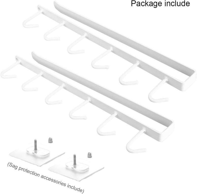 EigPluy 2pcs Mug Hooks Under Cabinet Cups Storage Hook Multifunction Self Adhesive Coffee Cups Holder Kitchen Utensil Ties Belts Scarf Hanging Rack,White - Image 5
