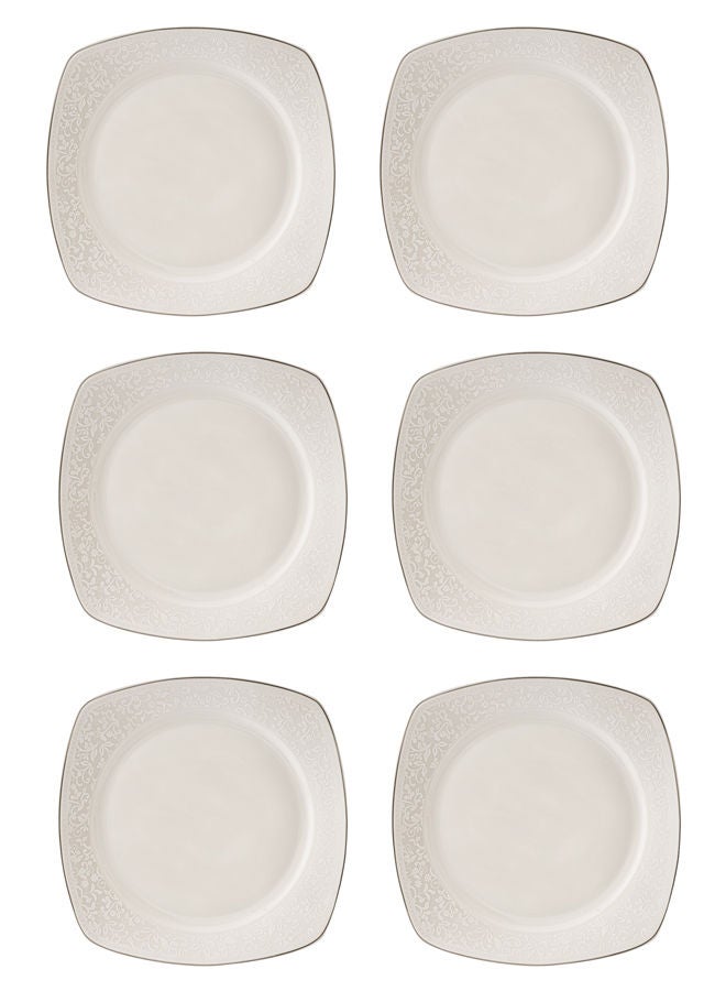 Celia 6-Piece Porcelain Square Plates Set White 11 inch - Image 1