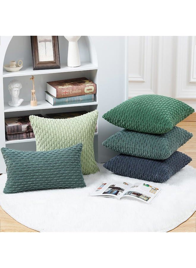 MADIZZ Pack of 2 Boho Striped Corduroy Throw Pillow Covers 22x22 Inch Dark Blue Soft Decorative Cushion Cover for Bedroom Sofa Pillow Shell - Image 5