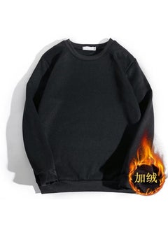 Generic Teen Boys Fleece-Lined Hoodie Autumn Winter Warm Black [special fleece-lined]] 